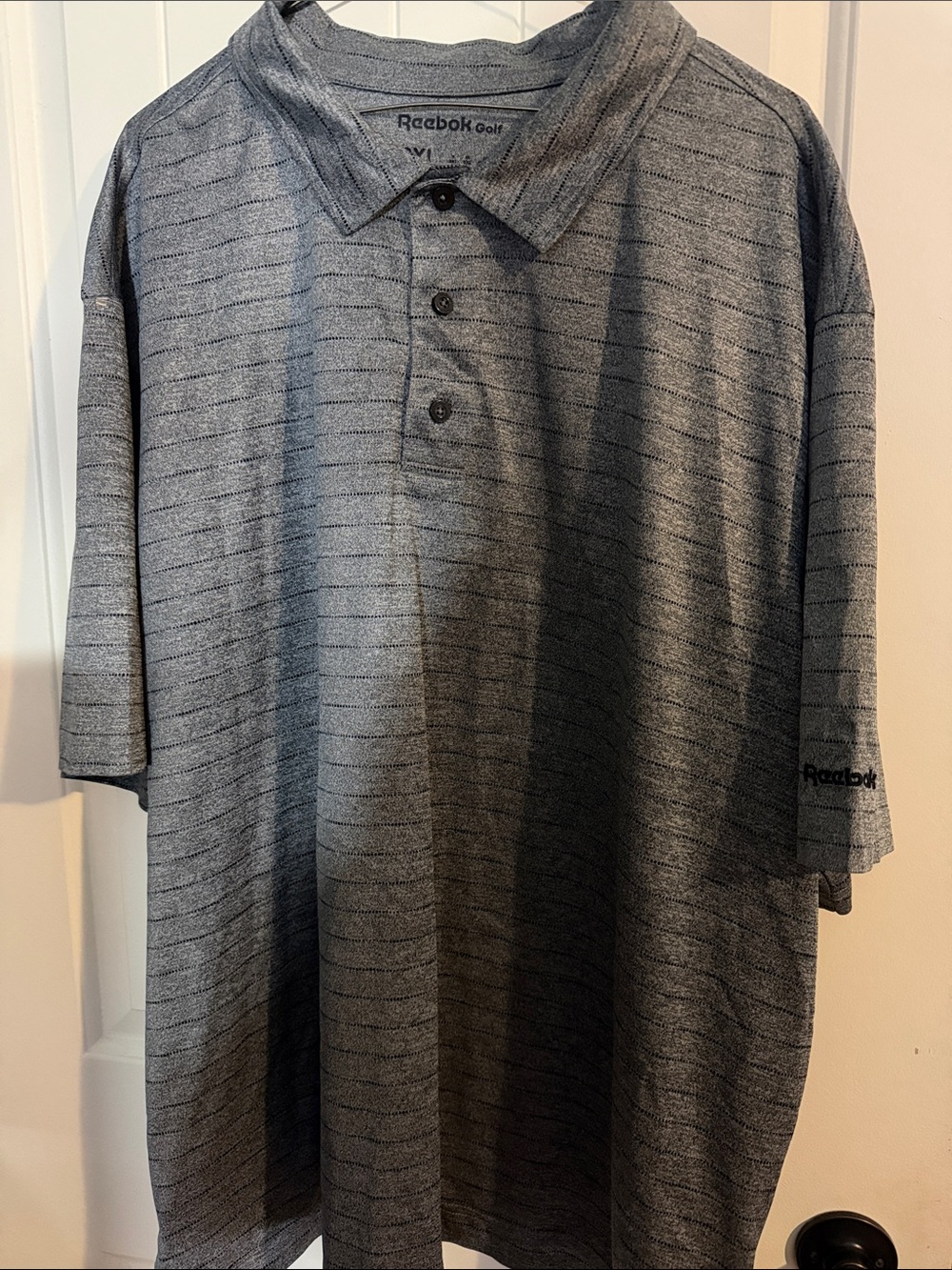 Reebok Men’s Heather Gray Micro-Striped Polo